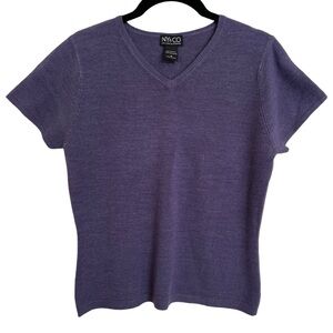 Ladies NY & CO super soft purple short sleeved sweater shell SZ Medium